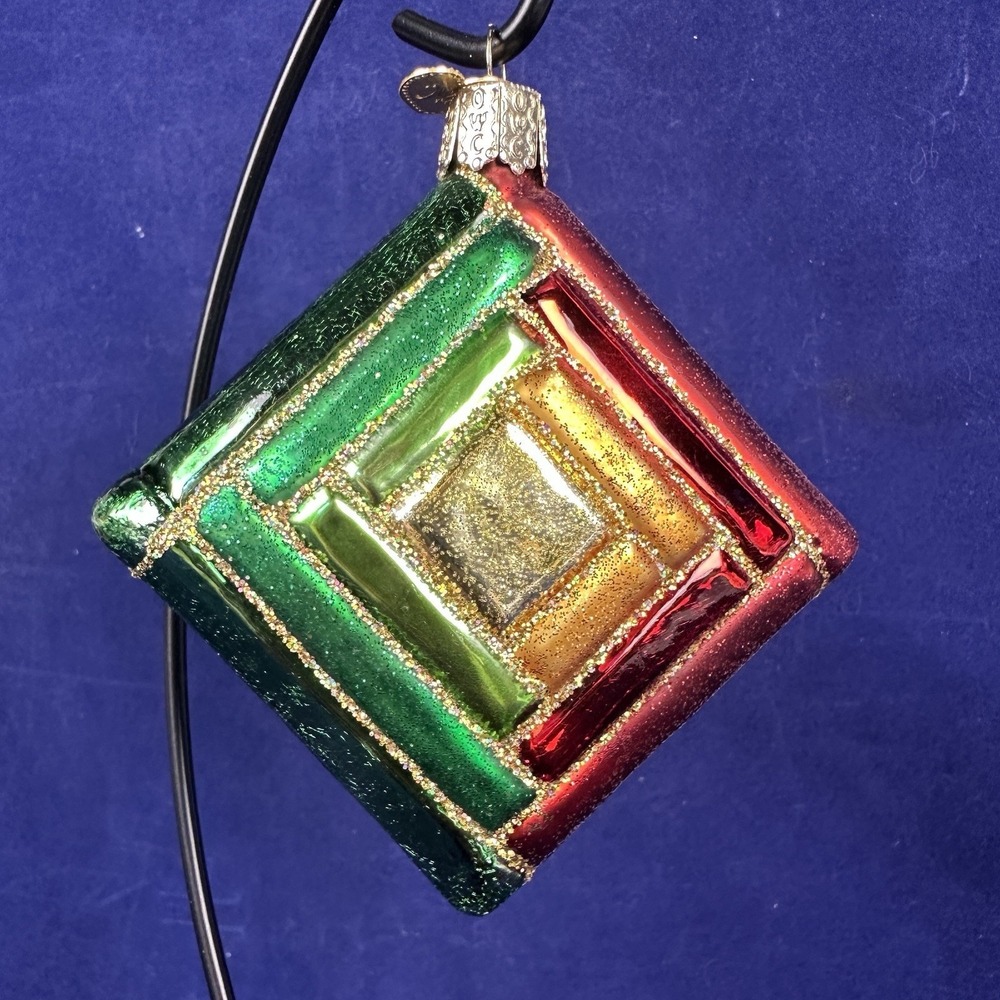 Old World Christmas Glass Blown Ornament, Christmas Quilt